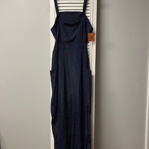 Navy Blue Vintage Polka Dot Dress